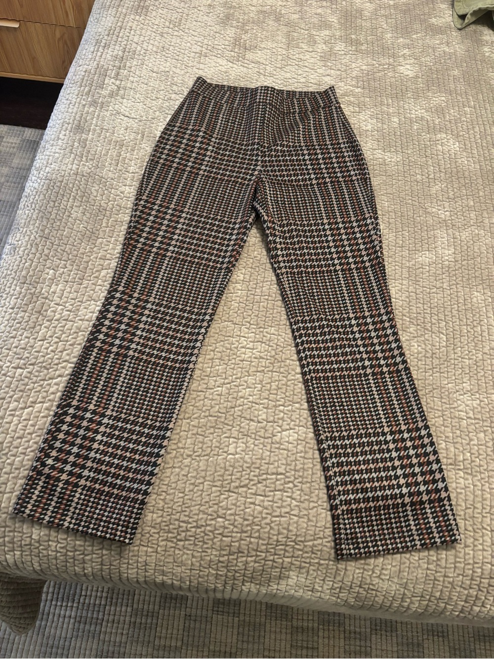 Sanctuary Glen Plaid Cropped Slim Pants in Black Brown Cream